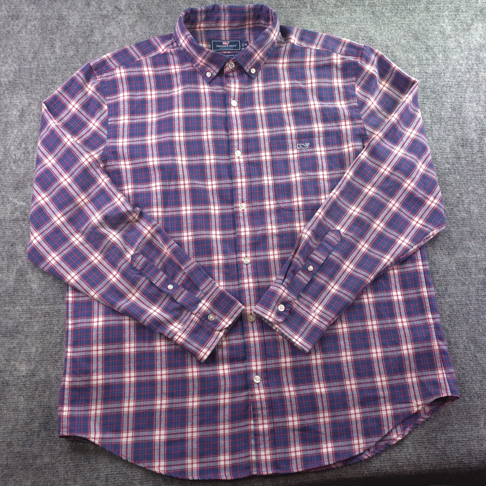 Vineyard Vines Performance Classic Fit Tucker Shirt XL Red‎ Blue Plaid Button